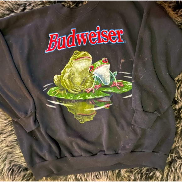 RARE BUDWEISER CREWNECK 90s Budweiser Frog SuperBowl 95 BUDWEISER commercial - Picture 7 of 14